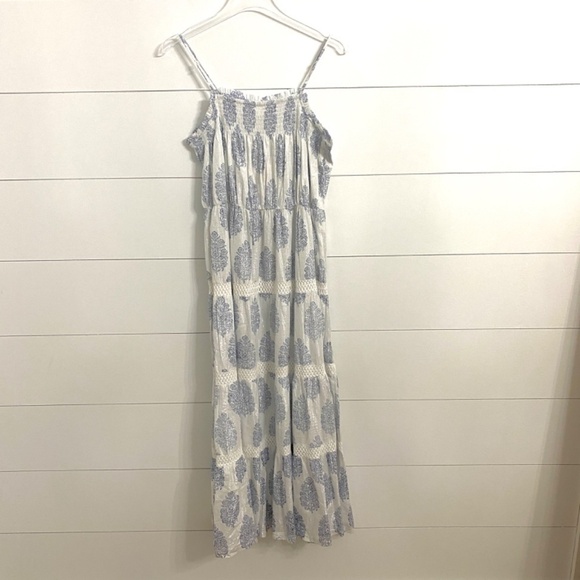 Masalababy New Floral Maxi Sundress w/ Metallic Threading in Blue & White - Picture 6 of 15